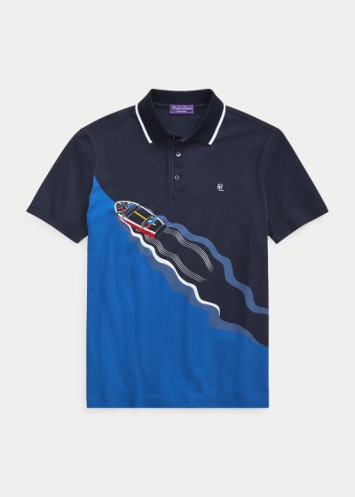 Polos Ralph Lauren Hombre Azul Marino - Custom Slim Fit Piqué - MZNHS9046